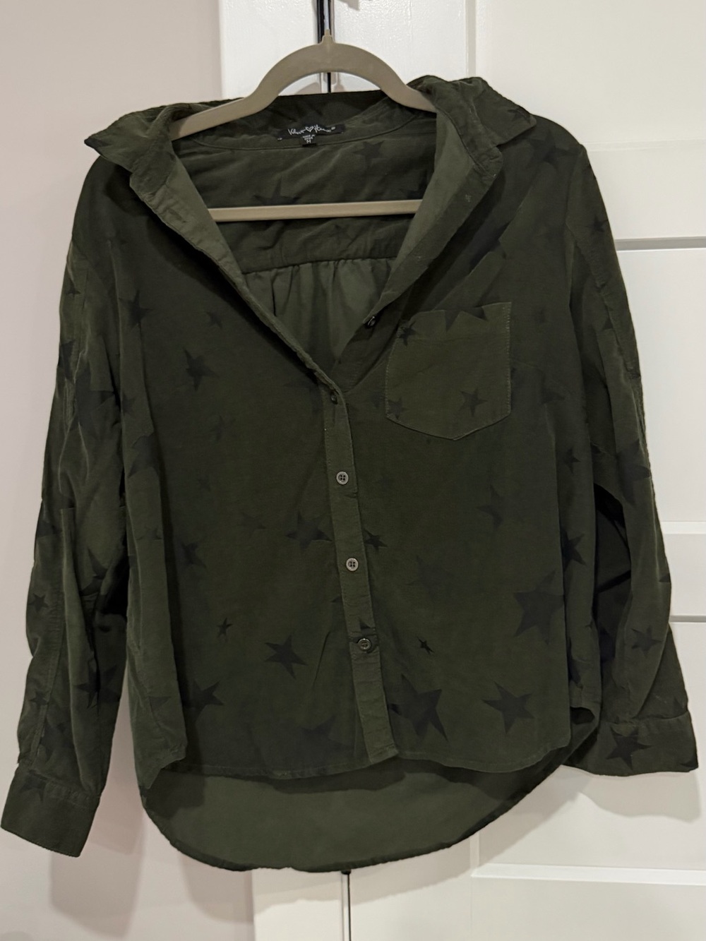 Velvet Heart Olive Green Star Print Button-Down Shirt
